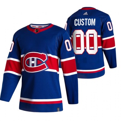 Montreal Canadiens Custom Blue Men's Adidas 202021 Reverse Retro Alternate NHL Jersey